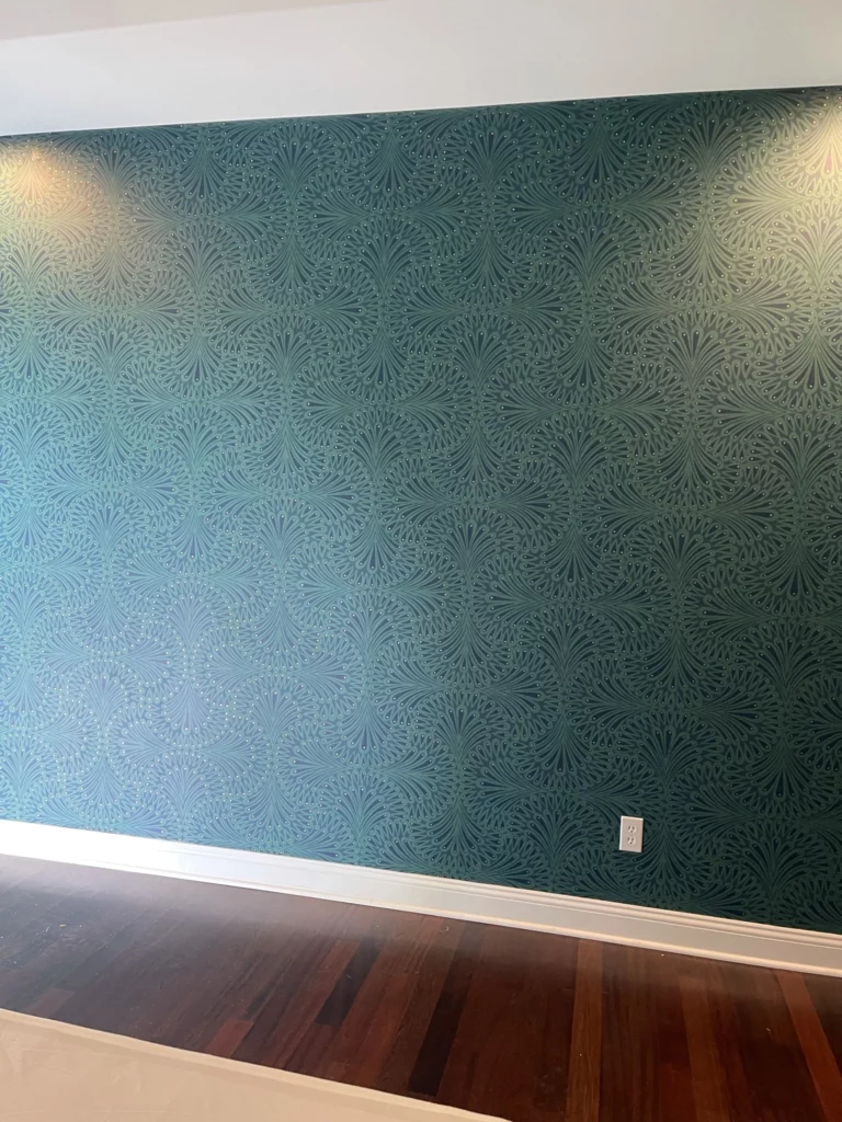 deep aqua wallpaper on a non-woven wallcovering